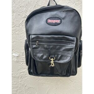 Eurosport Vintage Black  Leather Multi-Pocket Backpack Rucksack Bag